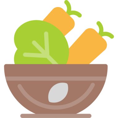 Sağlıklı Beslenme Simgesi, Basit Tasarımlı Vektör İllüstrasyonu