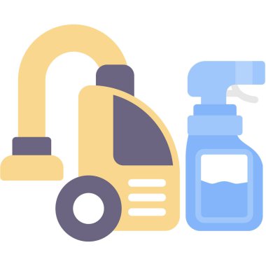 Temizleme Araçları Düz Simgesi, Basit Tasarımlı Vektör İllüstrasyonu