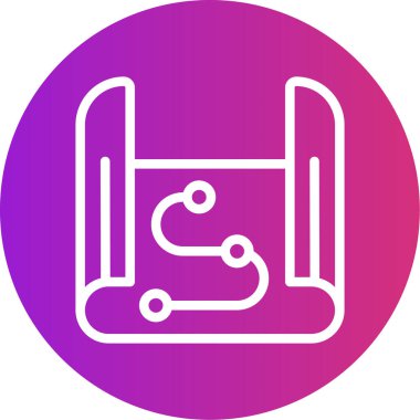 Başarı Blueprint Satırı Gradyan Çember Simgesi, Basit Tasarımlı Vektör Resimleri