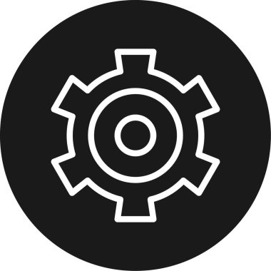 Mekanik Çarklar Çizgisi BG Simgesi Çemberi, Basit Tasarımlı Vektör Resimleri