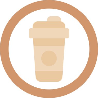 Kahve Dükkanı Simgesi Düz Simgesi, Basit Tasarımlı Vektör İllüzyonu