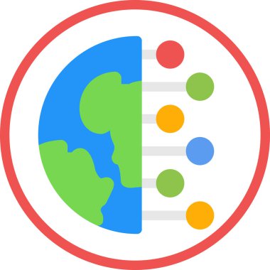 Küresel Teknoloji Düz Simgesi, Basit Tasarımlı Vektör Resimleri