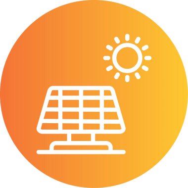 Güneş Paneli Çizgisi Gradyan Çemberi Simgesi, Basit Tasarımlı Vektör Resimleri