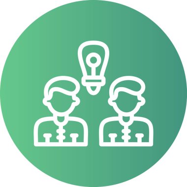 Çevrimiçi İşbirliği Satırı Gradyan Çemberi Simgesi, Basit Tasarımlı Vektör Resimleri