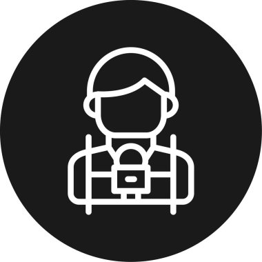 Gazeteci Satırı Çemberi BG Simgesi, Basit Tasarımlı Vektör İllüstrasyonu