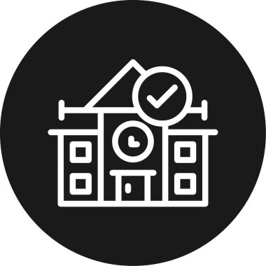 Okul Satırı Çemberi BG Simgesi, Basit Tasarımlı Vektör Resimleri