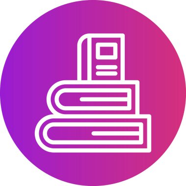 Kitap Çizgisi Gradyan Çemberi Simgesi, Basit Tasarımlı Vektör İllüstrasyonu