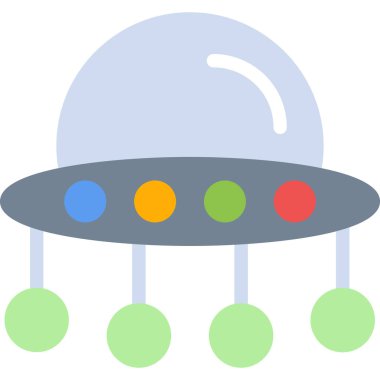 Uzaylı Uzay Aracı Düz Simgesi, Basit Tasarımlı Vektör Resimleri