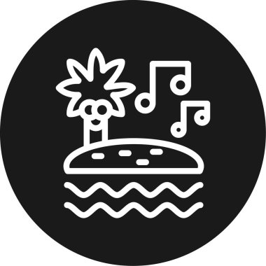 Plaj Müzik Hattı Çemberi BG Simgesi, Basit Tasarımlı Vektör İllüzyonu