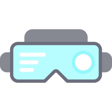 VR Gözlüklü Düz Simge, Basit Tasarımlı Vektör Resimleri