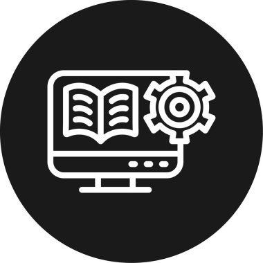 Etkileşimli Öğrenme Satırı Çemberi BG Simgesi, Basit Tasarımlı Vektör Resimleri