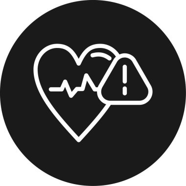 Kalp Hastalığı Çizgisi Çemberi BG Simgesi, Basit Tasarımlı Vektör Resimleri