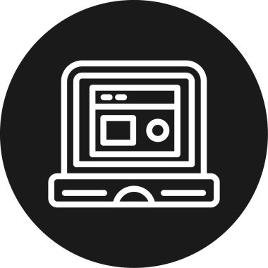 Laptop Çizgisi Çemberi BG Simgesi, Basit Tasarımlı Vektör Resimleri