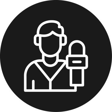 Haber Sunucusu Satırı Çemberi BG Simgesi, Basit Tasarımlı Vektör İllüstrasyonu