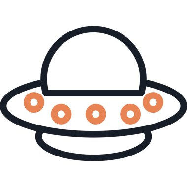 UFO Fenomenon Satırı Simge Ögesi, Basit Tasarımlı Vektör Resimleri