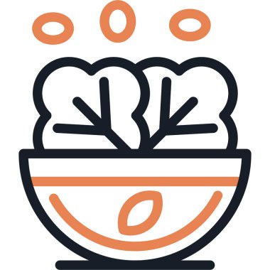 Salata Bowl Çizgisi Basit Tasarımlı Vektör İllüzyonu