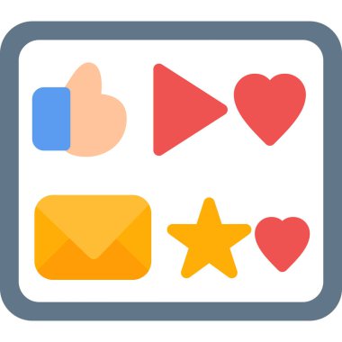 Sosyal Medya Araçları Düz Simgesi, Basit Tasarımlı Vektör İllüstrasyonu