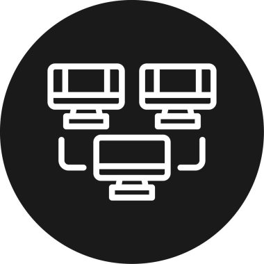 Office Pc Ağ Çemberi BG Simgesi, Basit Tasarımlı Vektör Resimleri