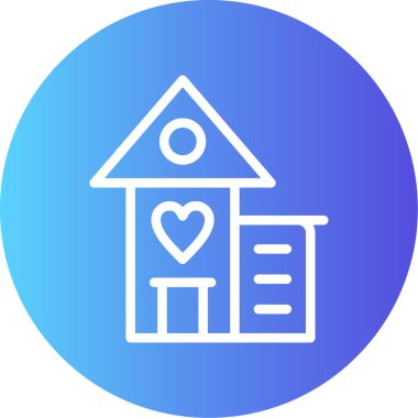 Sağlık Kliniği Çizgisi Gradyan Çemberi Simgesi, Basit Tasarımlı Vektör İllüstrasyonu