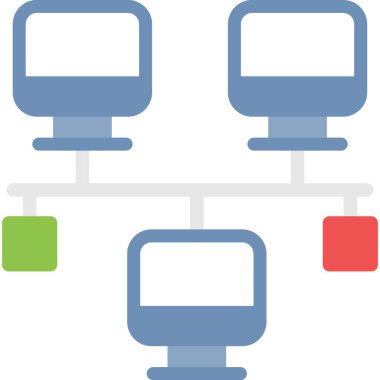 Ağ Topolojisi Düz Simgesi, Basit Tasarımlı Vektör İllüstrasyonu