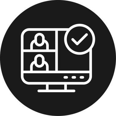 Sanal Buluşma Çizgisi Çemberi BG Simgesi, Basit Tasarımlı Vektör Resimleri