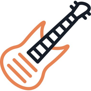 Kamp Ateşi Şarkıları Çizgisi için Gitar Simgesi, Basit Tasarımlı Vektör Resimleri