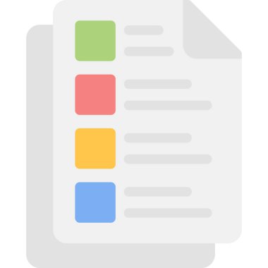 Belge Biçimi Düz Simge, Basit Tasarımlı Vektör İllüstrasyonu