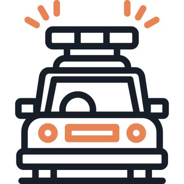 Devriye Otomobili Işıklar Çizgisi Simge Ögesi, Basit Tasarımlı Vektör İllüstrasyonu