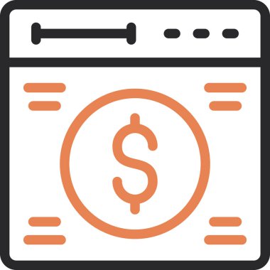 Para Aklama Çizgisi Simgesi, Basit Tasarımlı Vektör İllüstrasyonu