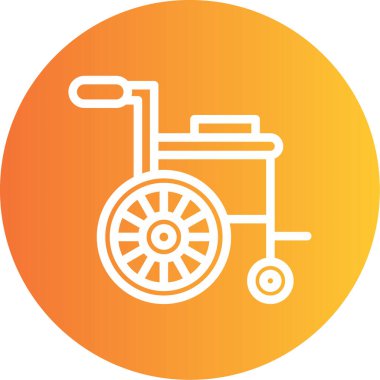 Tekerlekli sandalye Çizgisi Gradyan Çemberi Simgesi, Basit Tasarımlı Vektör İllüstrasyonu