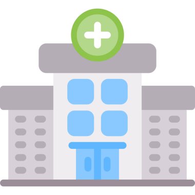 Hastane Binası Düz Simgesi, Basit Tasarımlı Vektör Resimleri