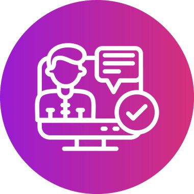 Video Konferans Satırı Gradyan Çemberi Simgesi, Basit Tasarımlı Vektör Resimleri