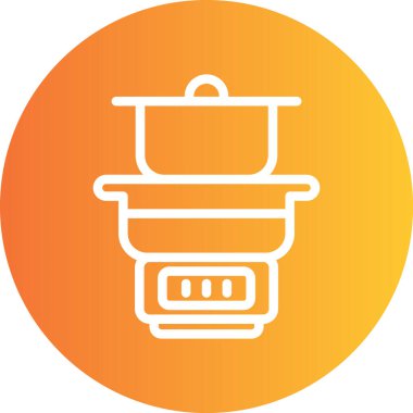 Buharlı Pişirme Hattı Gradyan Çemberi Simgesi, Basit Tasarımlı Vektör Resimleri