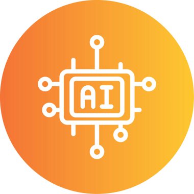 Yapay Zeka Teknolojisi Çizgisi Gradyan Çemberi Simgesi, Basit Tasarımlı Vektör Resimleri