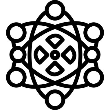 Nükleer Fizik Düz Simgesi, Basit Tasarımlı Vektör İllüzyonu