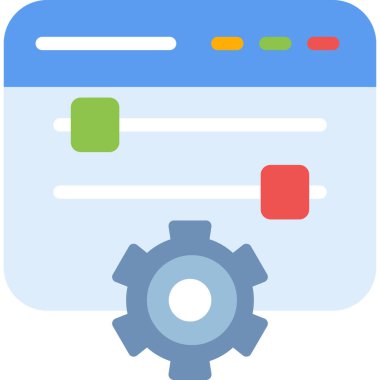 Sunucu Kontrol Paneli Düz Simgesi, Basit Tasarımlı Vektör Resimleri