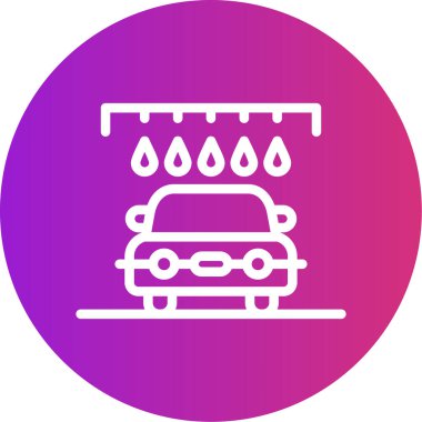 Su püskürtme hattının altındaki araba Gradyan Çemberi Simgesi, Basit Tasarımlı Vektör Resimleri