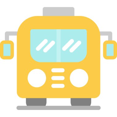 Şehir Otobüsü Düz Simgesi, Basit Tasarımlı Vektör Resimleri