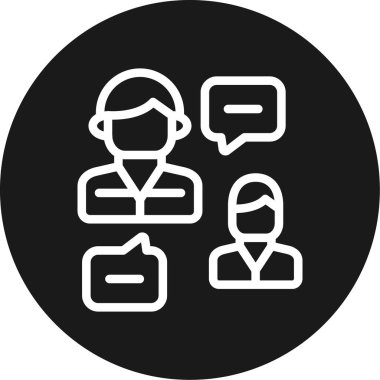 Basın toplantısı Satır Çemberi BG Simgesi, Basit Tasarımlı Vektör İllüstrasyonu