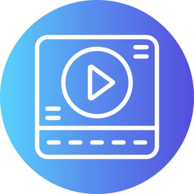 Video Oyuncu Satırı Gradyan Çemberi Simgesi, Basit Tasarımlı Vektör Resimleri