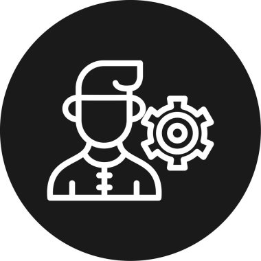 Yönetici Satırı Çemberi BG Simgesi, Basit Tasarımlı Vektör İllüstrasyonu