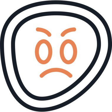 Kızgın Yüz Çizgisi Simgesi, Basit Tasarımlı Vektör Resimleri