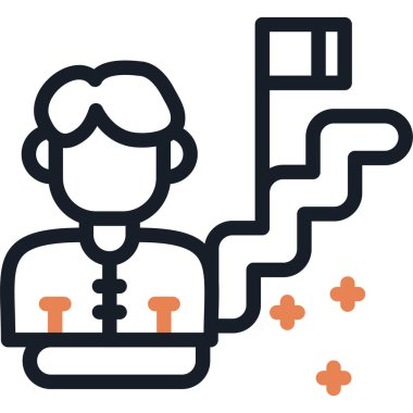 Süreç Satırı Öğrenme Simgesi, Basit Tasarımlı Vektör İllüstrasyonu