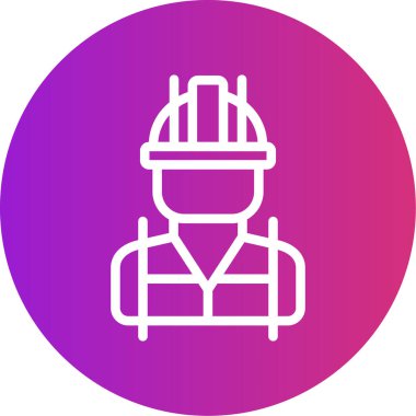 İnşaat İşçi Hattı Gradyan Çemberi Simgesi, Basit Tasarımlı Vektör Resimleri