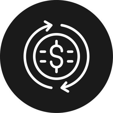 Para Değiştirme Çizgisi Çemberi BG Simgesi, Basit Tasarımlı Vektör Resimleri