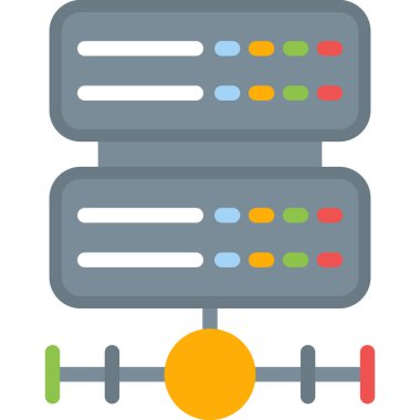 Sunucu Hizmetleri Düz Simgesi, Basit Tasarımlı Vektör Resimleri