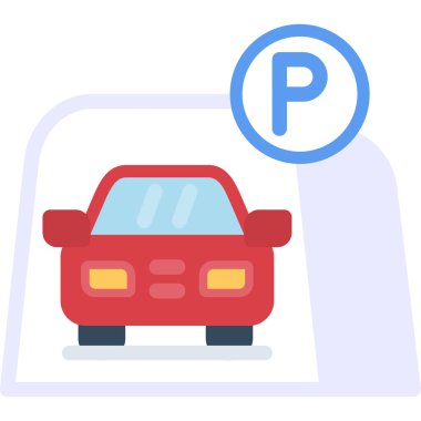 Otopark İzleme Düz Simgesi, Basit Tasarımlı Vektör İllüstrasyonu