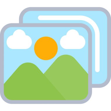 Fotoğraf Galerisi Düz Simgesi, Basit Tasarımlı Vektör Resimleri