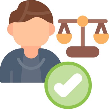 Hukuki Destek Düz Simgesi, Basit Tasarımlı Vektör İllüstrasyonu