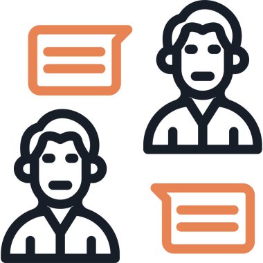 Arkadaşlık Sohbeti Satırı Simge Ögesi, Basit Tasarımlı Vektör İllüstrasyonu